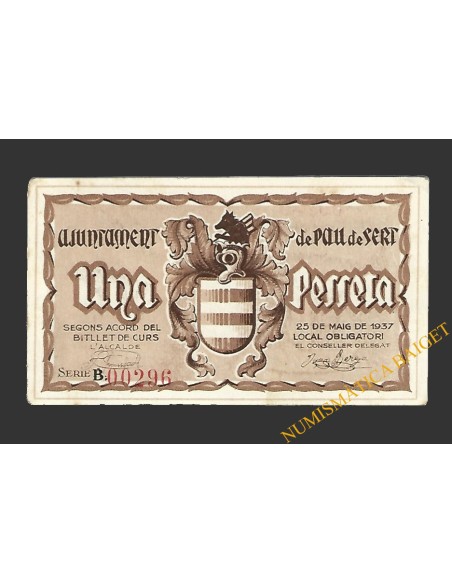 PAU DE SERT (Girona), 1 pesseta 25 de maig del 1937