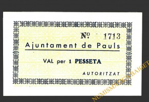 PAULS DELS PORTS (Tarragona), 1 pesseta 21 de juny del 1937