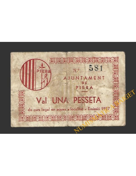 PIERA (Barcelona), 1 pesseta  10 de maig del 1937
