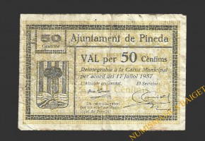 PINEDA (Barcelona), 50 centims  17 de juliol del 1937