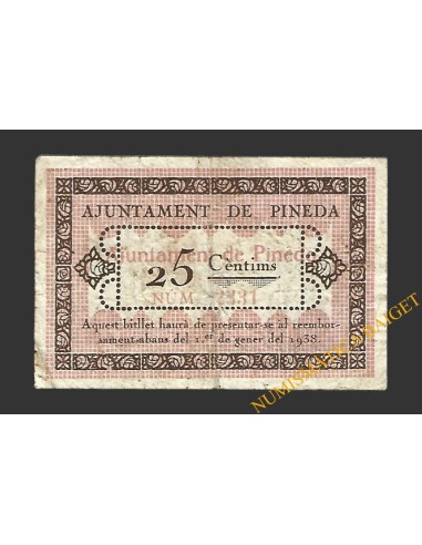 PINEDA (Barcelona), 25 centims  17 de juliol del 1937