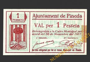 PINEDA (Barcelona),1 pesseta  20 de novembre del 1937