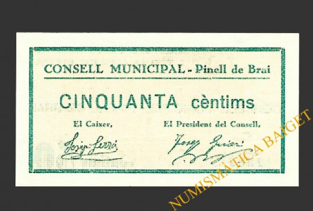 PINELL DE BRAI (Tarragona), 50  centims 1937
