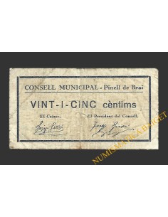 PINELL DE BRAI (Tarragona), 25  centims 1937
