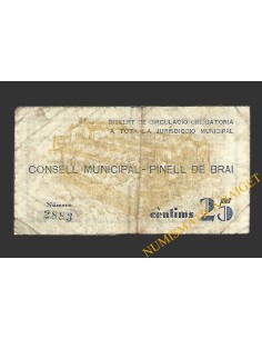 PINELL DE BRAI (Tarragona), 25  centims 1937 2