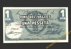 PINS DEL VALLES (Barcelona), 1 pesseta  12 de maig del 1937