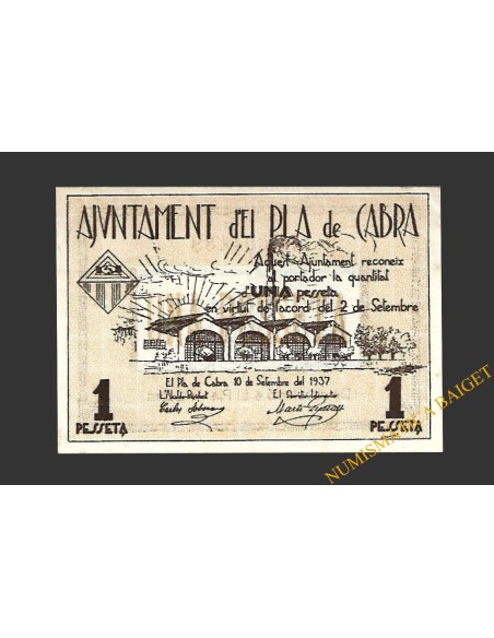 PLA DE CABRA (Tarragona)), 1 pesseta 10 de setembre del 1937