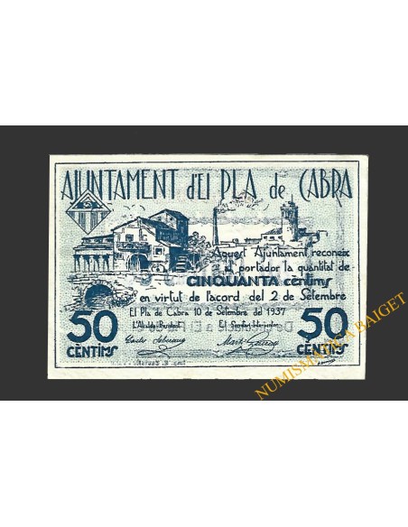 PLA DE CABRA (Tarragona)), 50 centims 10 de setembre del 1937