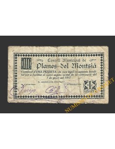 PLANES DEL MONTSIA (Tarragona), 1 pesseta. 1 de gener del 1937
