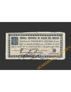 PLANES DEL MONTSIA (Tarragona), 50 centims. 1 de gener del 1937