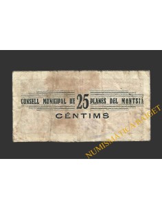 PLANES DEL MONTSIA (Tarragona), 25 centims. 1 de gener del 1937 2