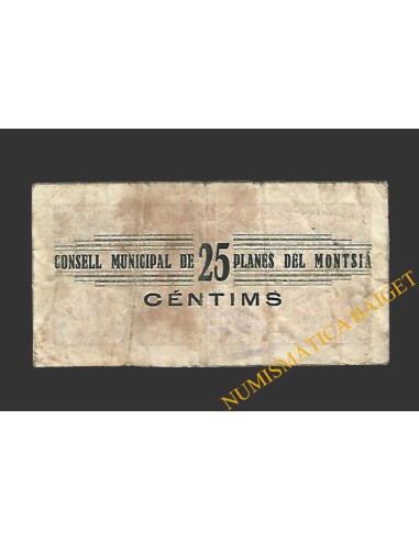 PLANES DEL MONTSIA (Tarragona), 25 centims. 1 de gener del 1937