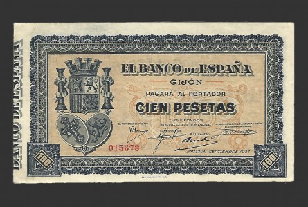 II REPÚBLICA GIJÓN 100 PESETAS 1937