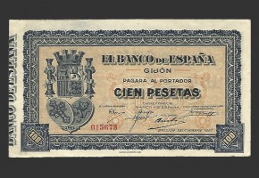 II REPÚBLICA GIJÓN 100 PESETAS 1937