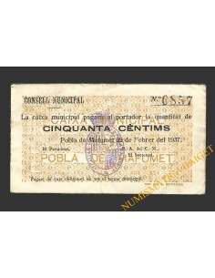 POBLA DE MAFUMET, LA  (Tarragona). 50 centims. 22 de febrer del 1937