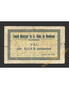 POBLA DE MONTORNES, LA  (Tarragona). 2 pessetes. juliol del 1937