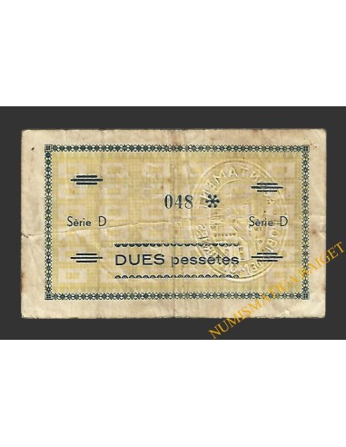 POBLA DE MONTORNES, LA  (Tarragona). 2 pessetes. juliol del 1937