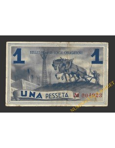 POBLA DE SEGUR, LA  (Lleida). 1 pesseta. 6 de juliol del 1937 2