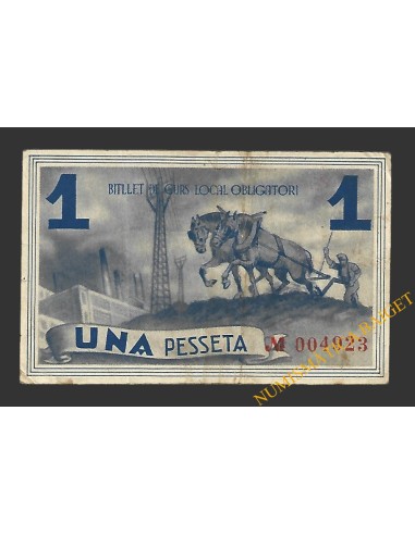 POBLA DE SEGUR, LA  (Lleida). 1 pesseta. 6 de juliol del 1937