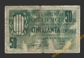 POBLA DE SEGUR, LA  (Lleida). 50 centims. 6 de juliol del 1937