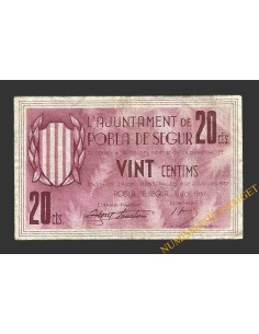 POBLA DE SEGUR, LA  (Lleida). 20 centims. 6 de juliol del 1937