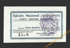 POBLA DE SEGUR, LA  (Lleida). 5 pesetas. 7 de abril de 1938