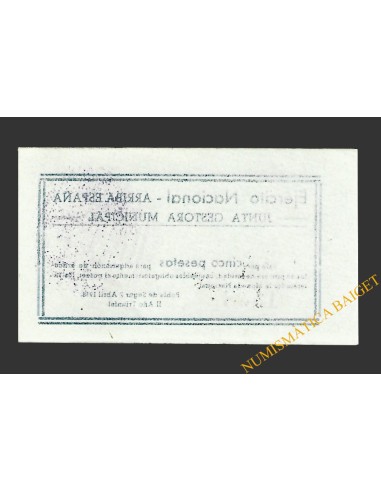 POBLA DE SEGUR, LA  (Lleida). 5 pesetas. 7 de abril de 1938