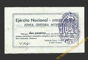 POBLA DE SEGUR, LA  (Lleida). 2 pesetas. 7 de abril de 1938