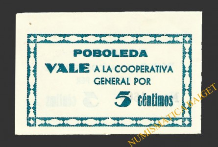 POBOLEDA  (Tarragona). 5 centims. 1937