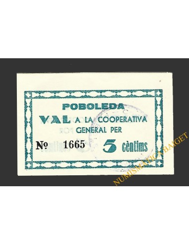 POBOLEDA  (Tarragona). 5 centims. 1937
