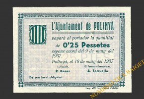 POLINYA  (Barcelona).0'25 pessetes. 18 de maig del 1937