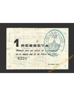 PONT D'ARMENTERA, EL  (Tarragona).1 pesseta. 17 de Febrero del 1937 2