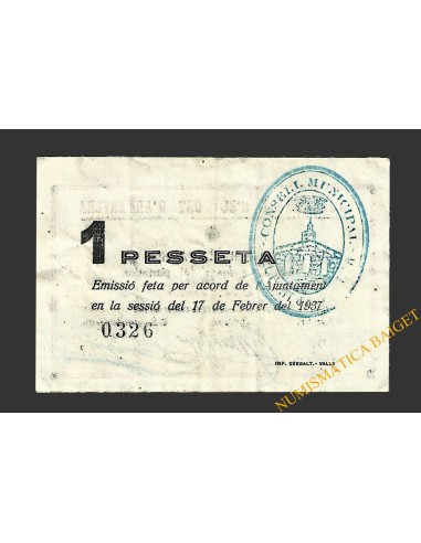 PONT D'ARMENTERA, EL  (Tarragona).1 pesseta. 17 de Febrero del 1937