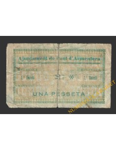 PONT D'ARMENTERA, EL  (Tarragona).1 pesseta. 17 de setembre del 1937
