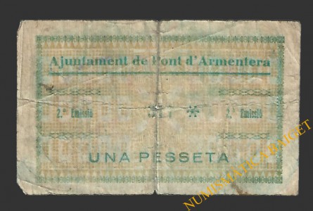 PONT D'ARMENTERA, EL  (Tarragona).1 pesseta. 17 de setembre del 1937
