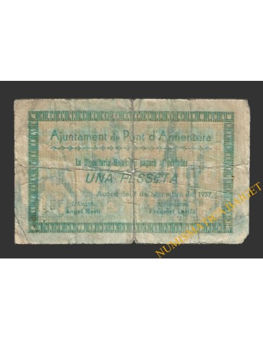 PONT D'ARMENTERA, EL  (Tarragona).1 pesseta. 17 de setembre del 1937