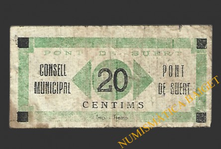 PONT DE SUERT  (Lleida).20 centims. 1937