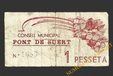 PONT DE SUERT  (Lleida).1 pesseta. 1937