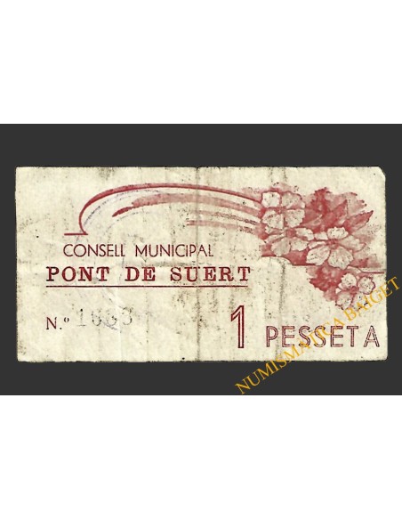 PONT DE SUERT  (Lleida).1 pesseta. 1937