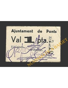 PONTS (Lleida). 1 pesseta. 1937