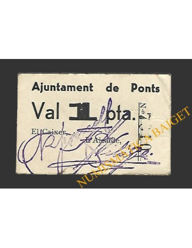 PONTS (Lleida). 1 pesseta. 1937