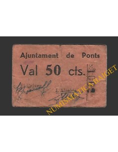 PONTS (Lleida). 50 centims. 1937 (color naranja)