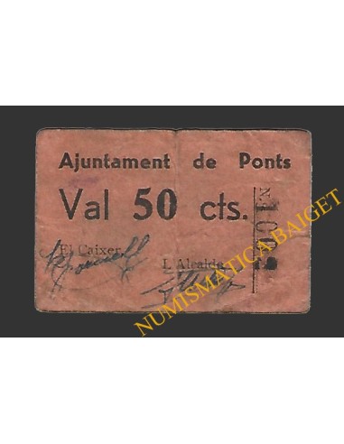 PONTS (Lleida). 50 centims. 1937 (color naranja)