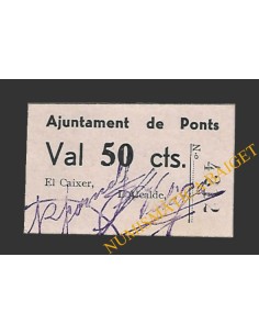 PONTS (Lleida). 50 centims. 1937 (color violeta)