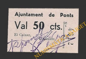 PONTS (Lleida). 50 centims. 1937 (color violeta)