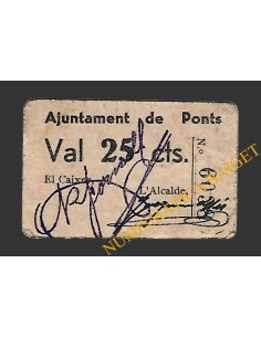 PONTS (Lleida). 50 centims. 1937 (color salmón)