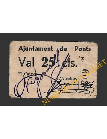 PONTS (Lleida). 50 centims. 1937 (color salmón)