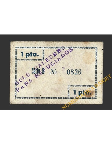 PORRERA (Tarragona).1 pesseta. 28 de maig del 1937  (sobrecarga)