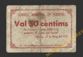 PORRERA (Tarragona). 50 centims. 28 de maig del 1937  