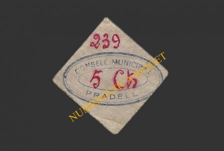 PRADELL DE LA TEIXETA (Tarragona). 5 centims. 1937 